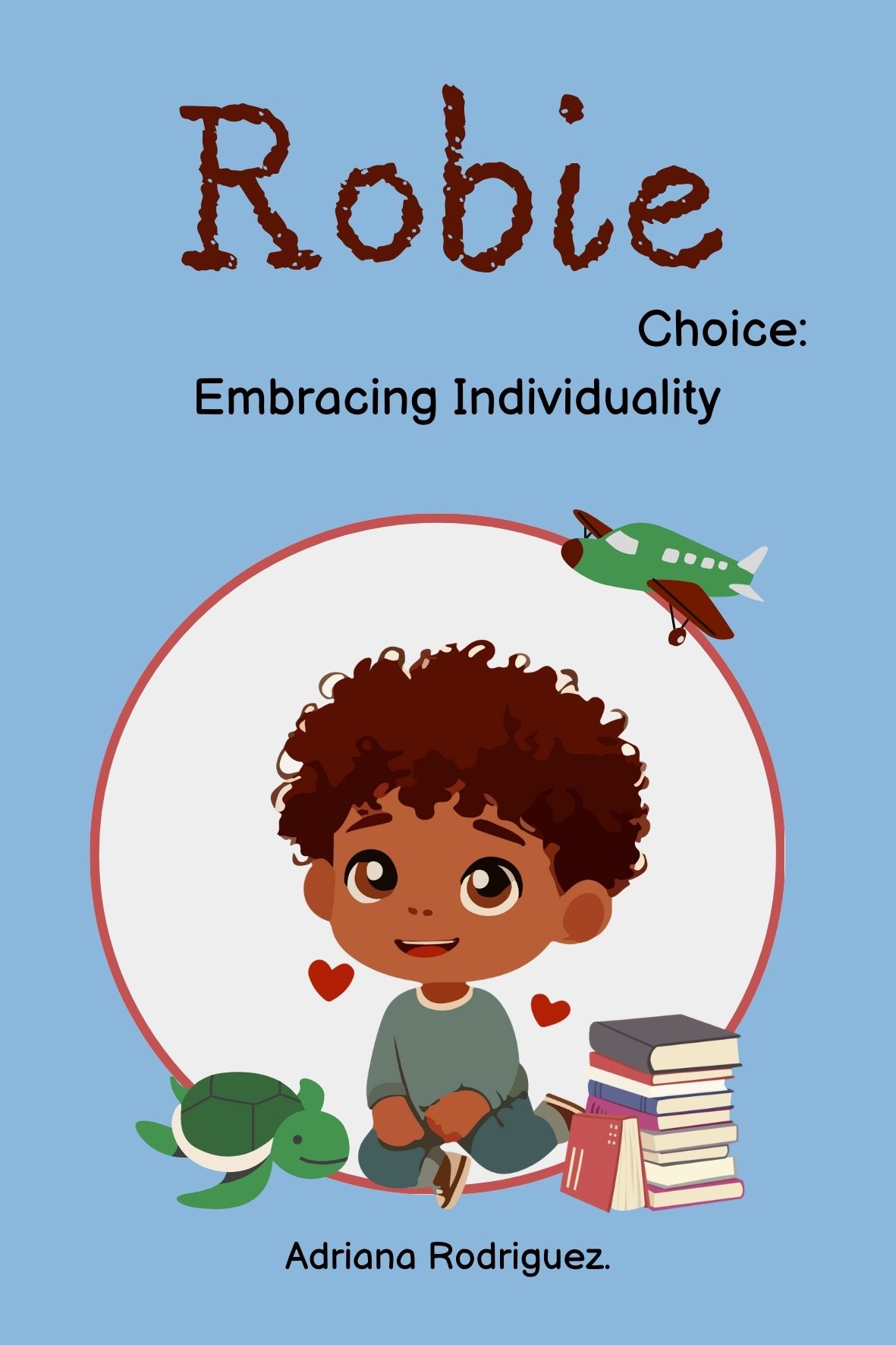 Ilustración de Robie sonriendo, vistiendo una falda escolar.